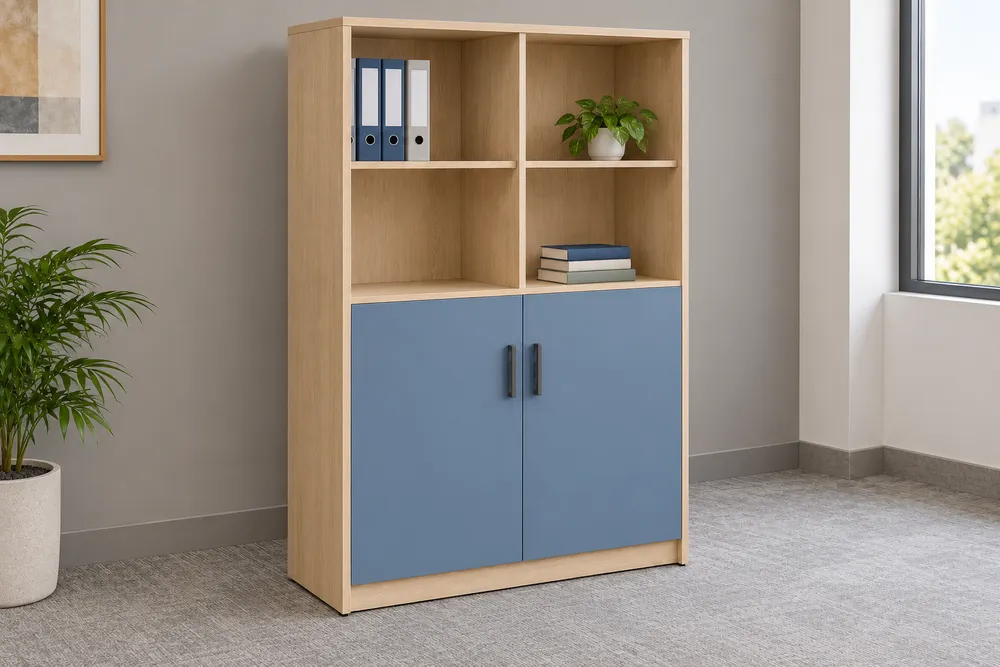 Blue and Oak Combination Cabinet — main view