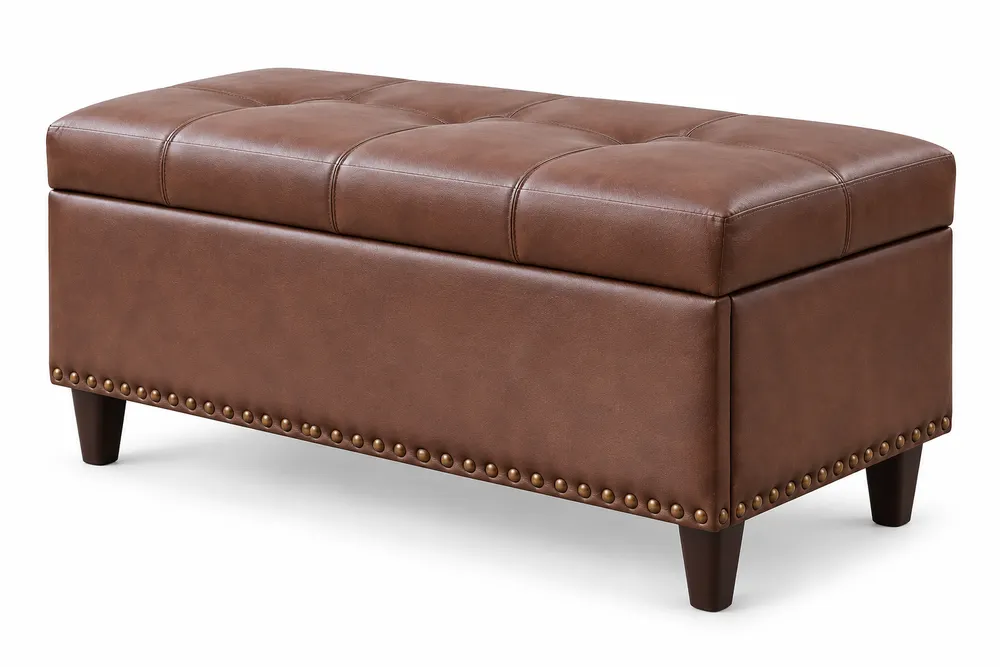 Brown Tufted Ottoman — main view