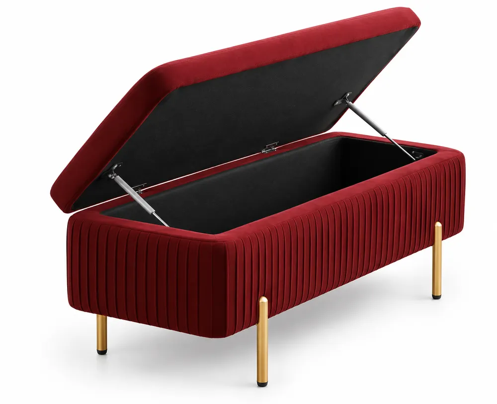Burgundy Lift-Top Storage Bench — main view