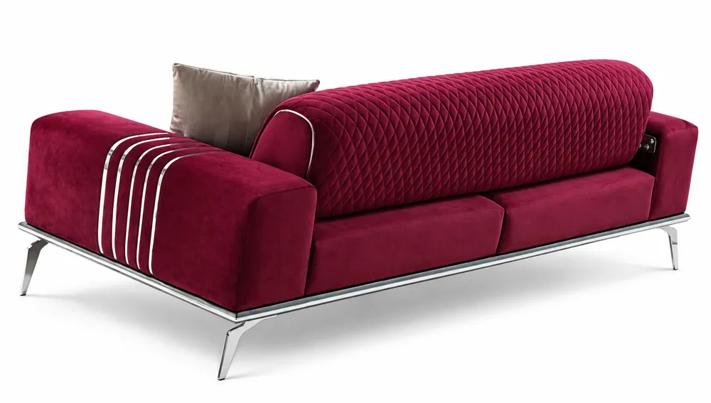 Burgundy Sofa with Metal Base — main view