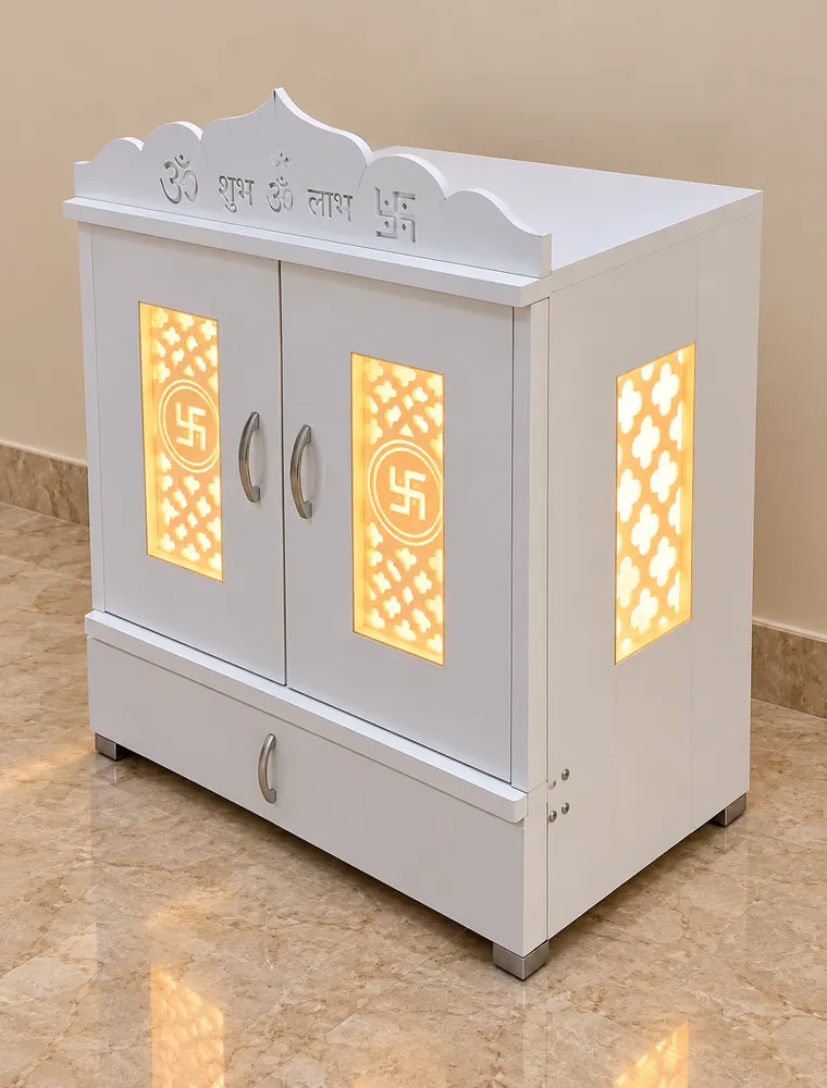 Compact White Crown Mandir — design reference