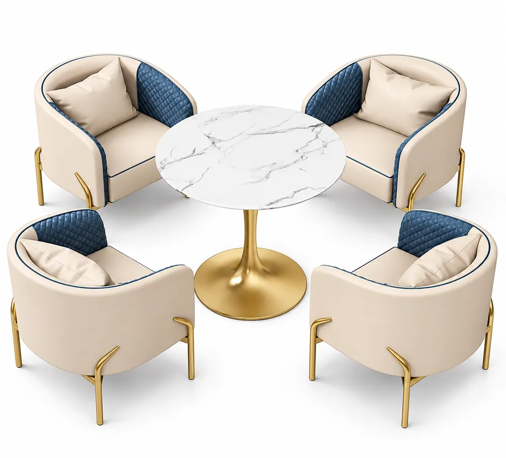 Cream Armchair and Round Table Set — main view