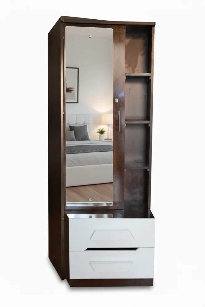Dark and White Mirrored Dressing Storage — main view
