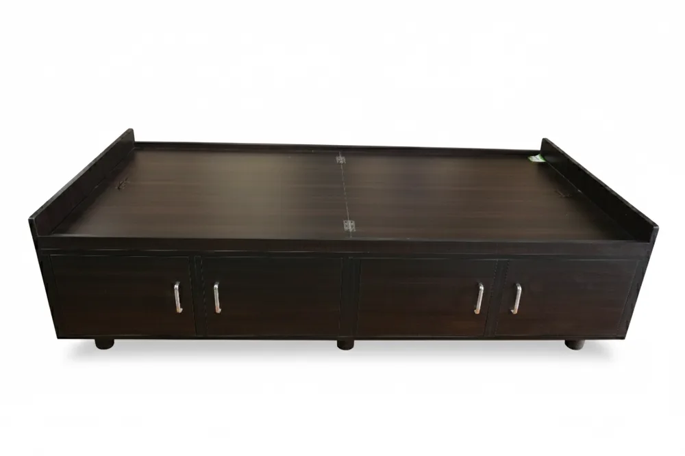 Dark Wood Storage Diwan with Raised Edges — main view