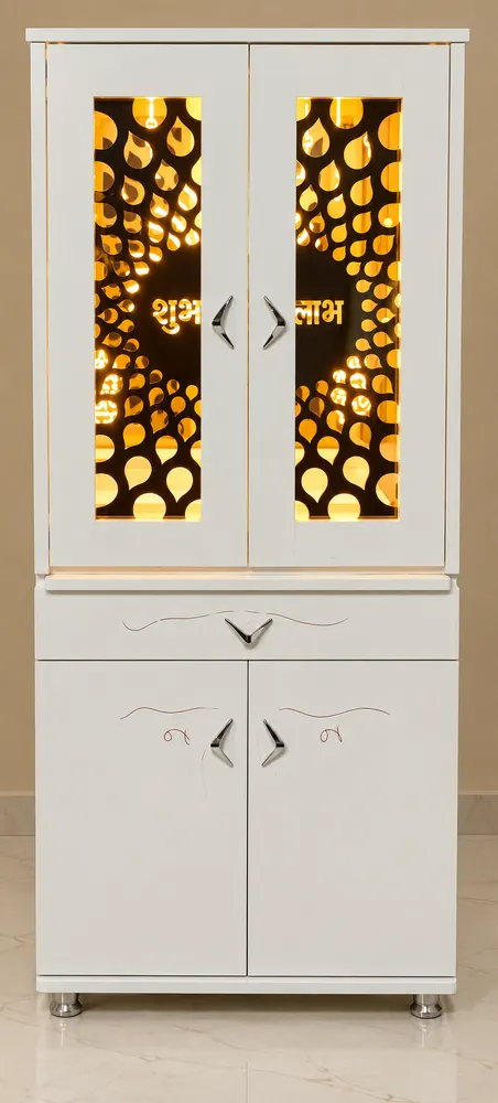 Gold-Backlit Leaf-Jali Mandir — design reference