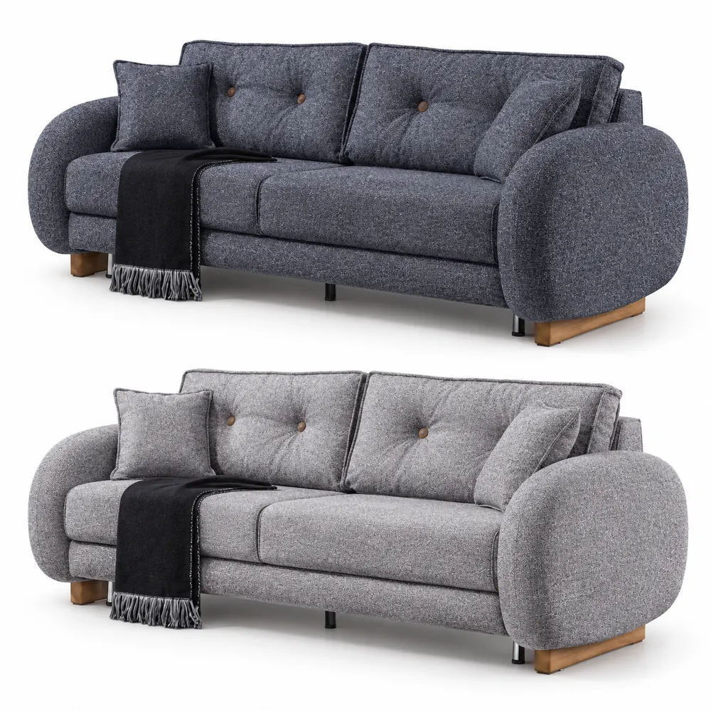 Grey Compact Button-Back Sofa — main view