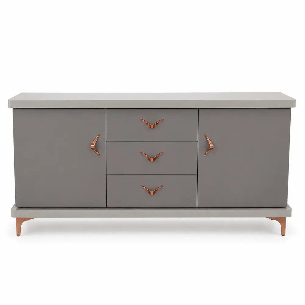 Grey Three-Drawer Storage Console — main view