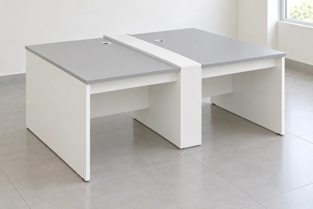 Grey Twin Desk Workstation — main view