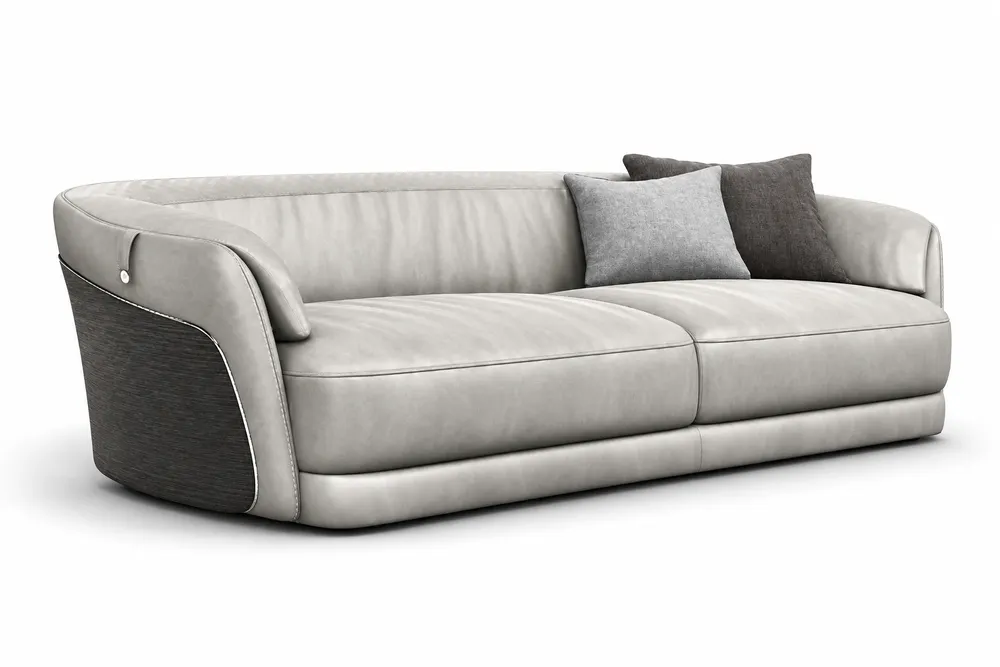 Light Grey Curved-Side Sofa — main view