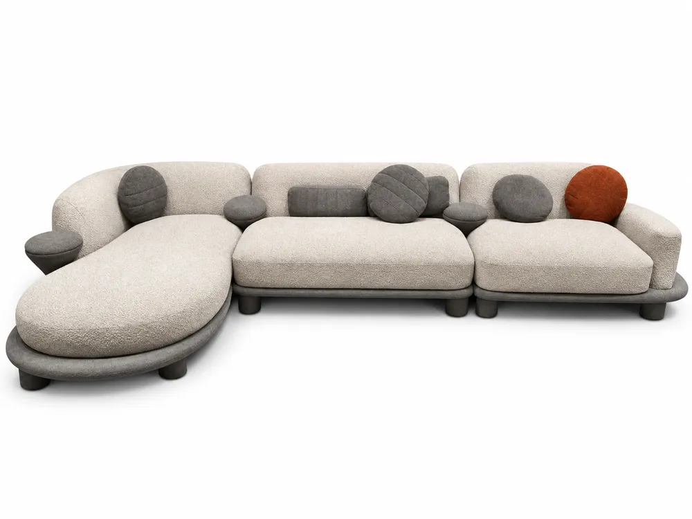 Light Grey Rounded Chaise Sofa — main view