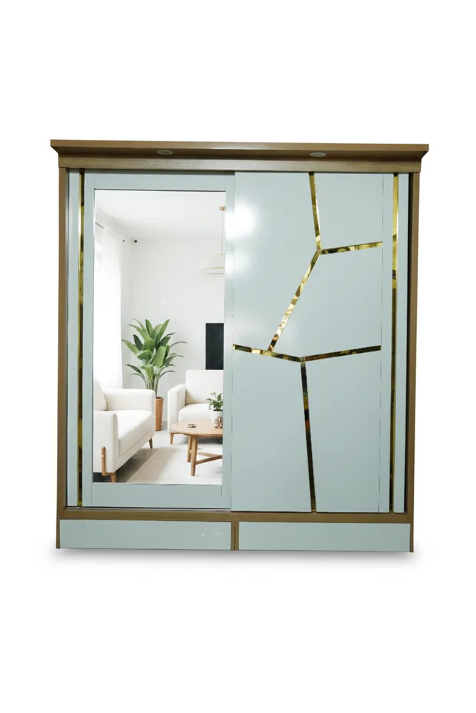 Mirror and Gold-Line Sliding Wardrobe — main view