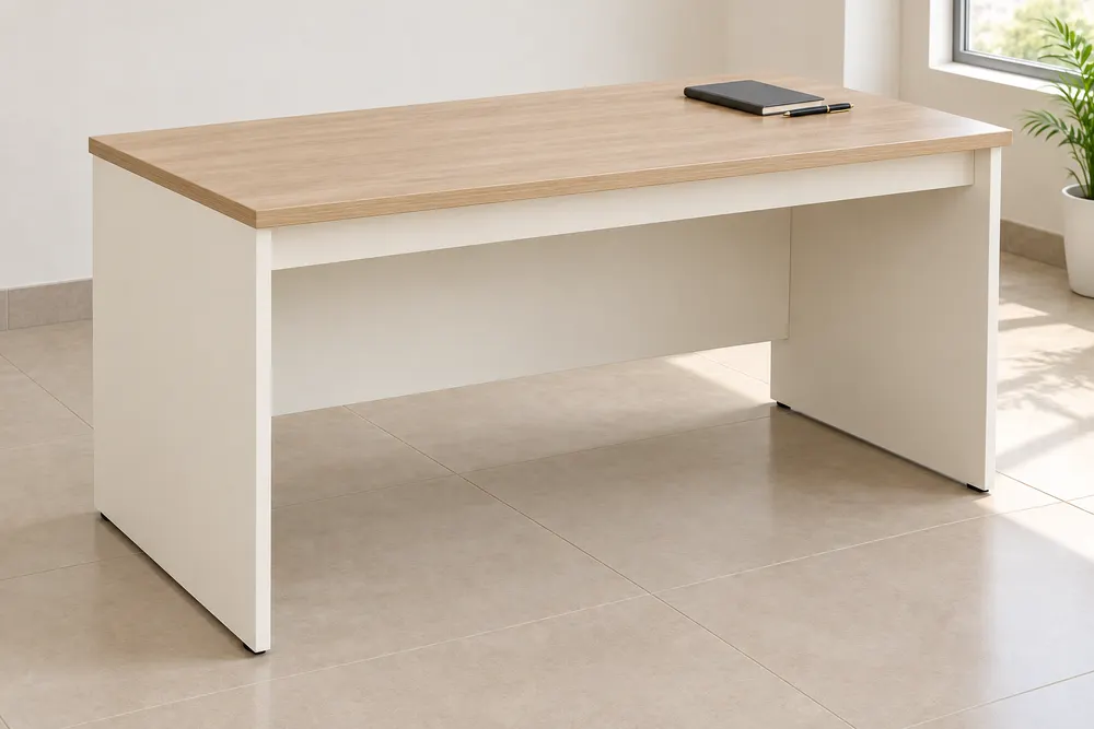Oak and Ivory Open Desk — main view