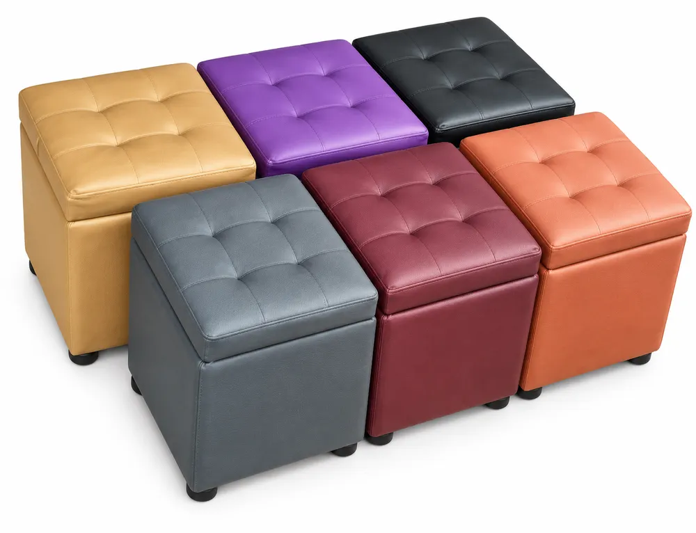 Square Button-Tufted Stool Collection — main view