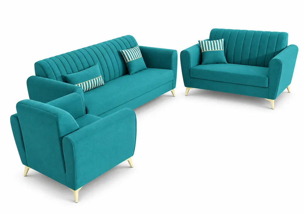 Teal Channel-Back Seating Set — main view