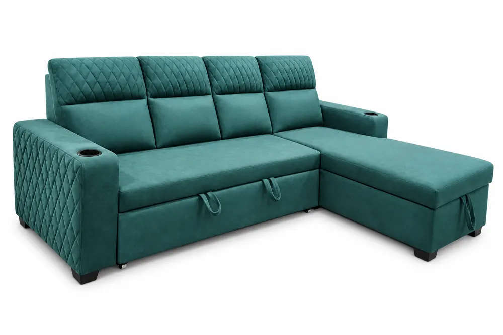 Teal Corner Storage Sofa — main view
