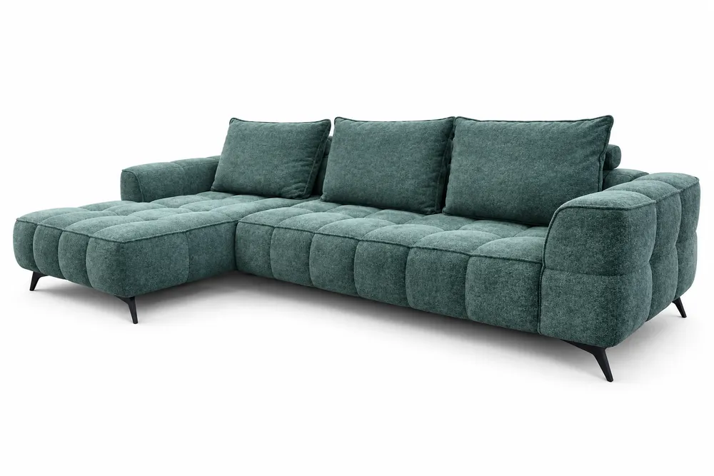 Teal Cushioned Corner Sofa — main view