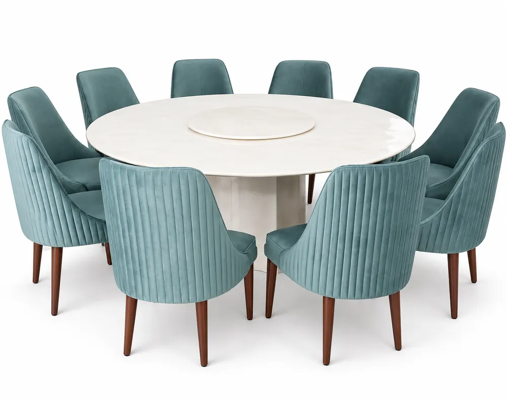 Teal Upholstered Dining Set — main view