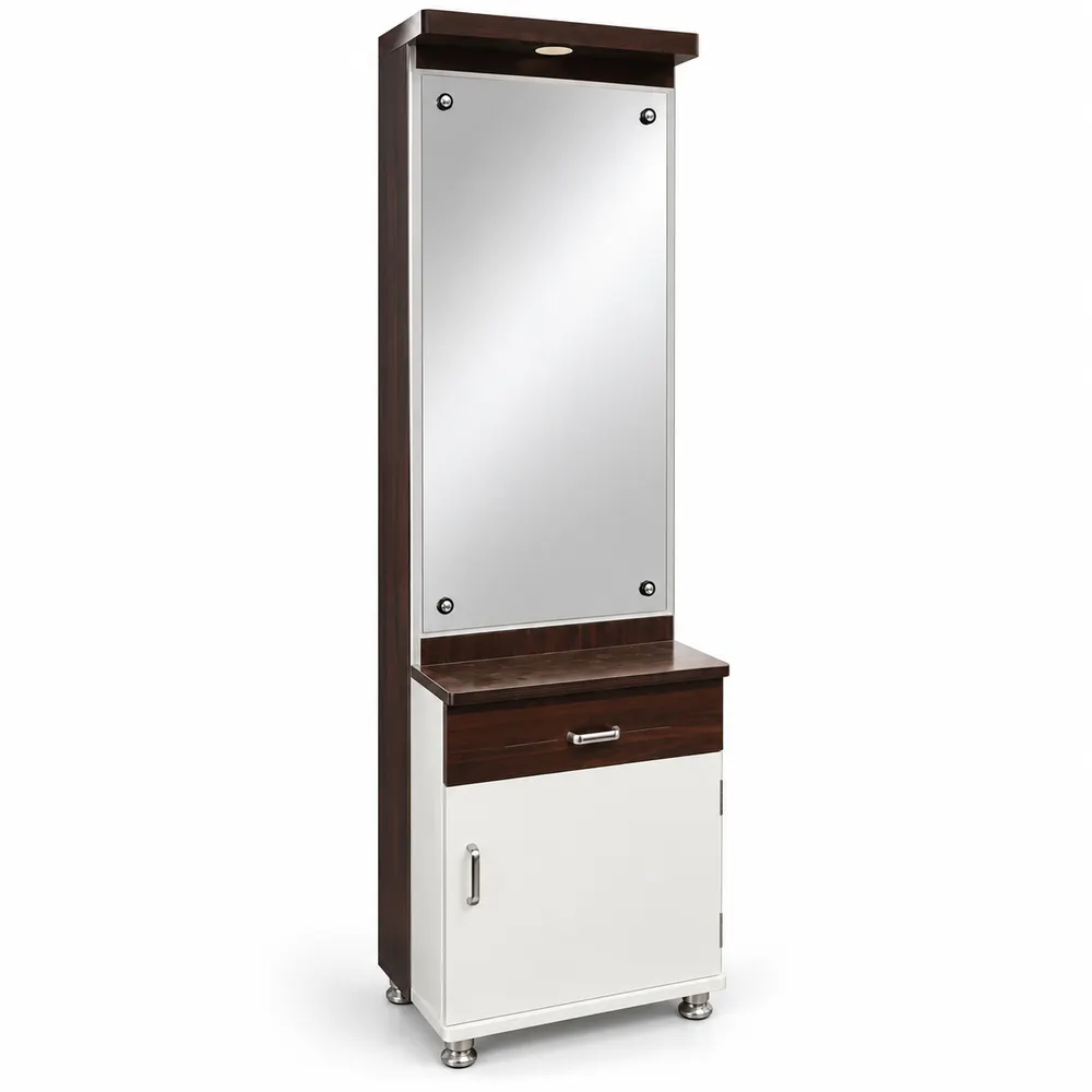 Walnut and Ivory Mirrored Dressing Cabinet — main view