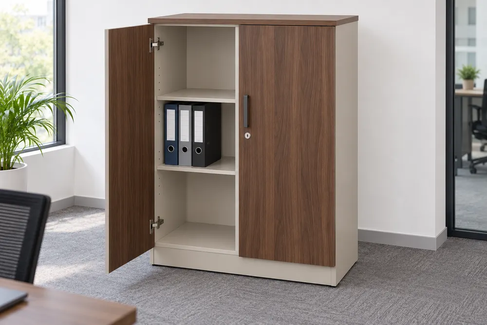 Walnut Two-Door Filing Cabinet — main view
