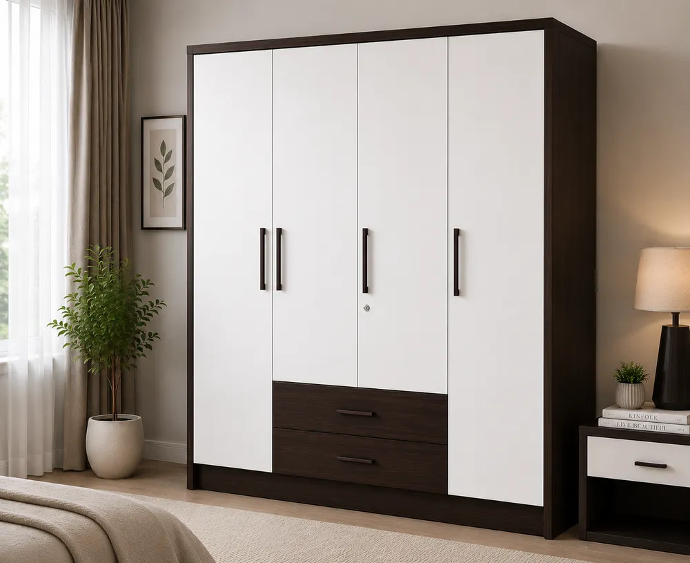 Wenge and White Four-Door Wardrobe — main view