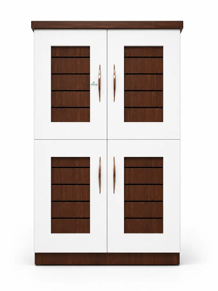 White and Walnut Four-Door Cabinet — main view