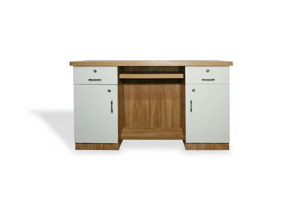 White and Wood Twin-Pedestal Desk — main view