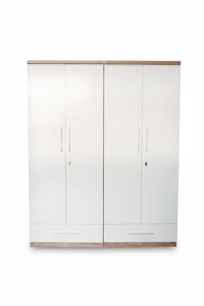 White Four-Door Wardrobe with Lower Drawers — main view