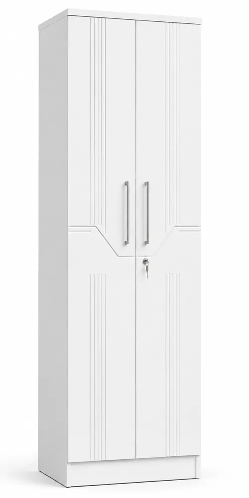 White Geometric-Groove Wardrobe — main view