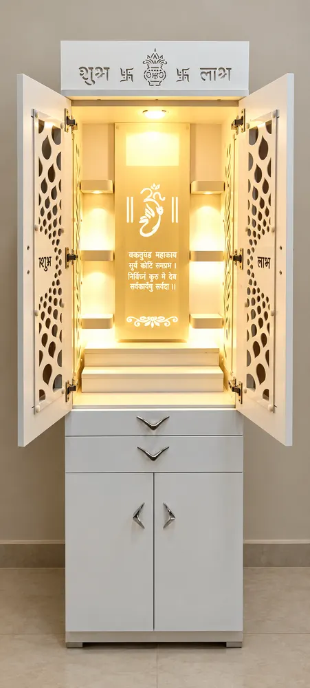 White Open-Front Prayer Unit — design reference