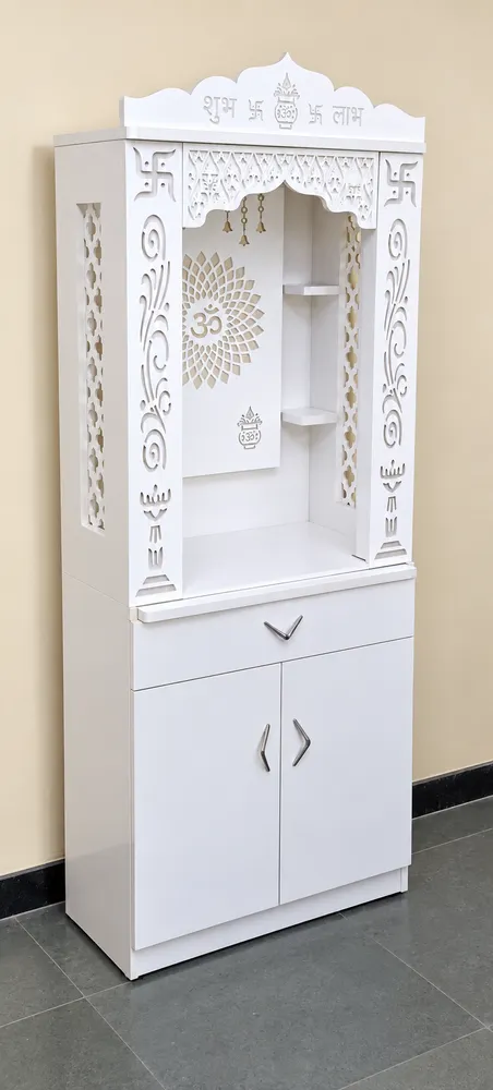 White Opening-Door Mandir — design reference