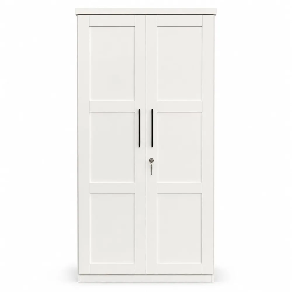 White Panelled Two-Door Wardrobe — main view