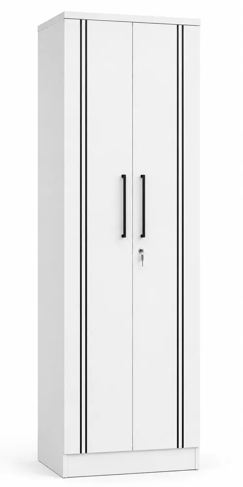 White Wardrobe with Dark Linear Accents — main view